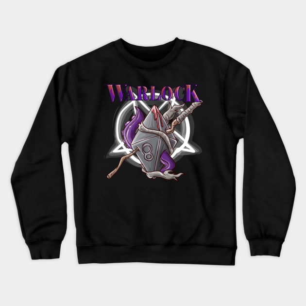 Warlock Dice D8 Funny Dungeons And Dragons DND D20 Lover Crewneck Sweatshirt by Bingeprints